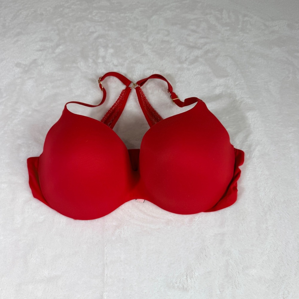 Victorias Secret Perfect Shape Bra Red 38DD Lace Racerback Coquette Underwire